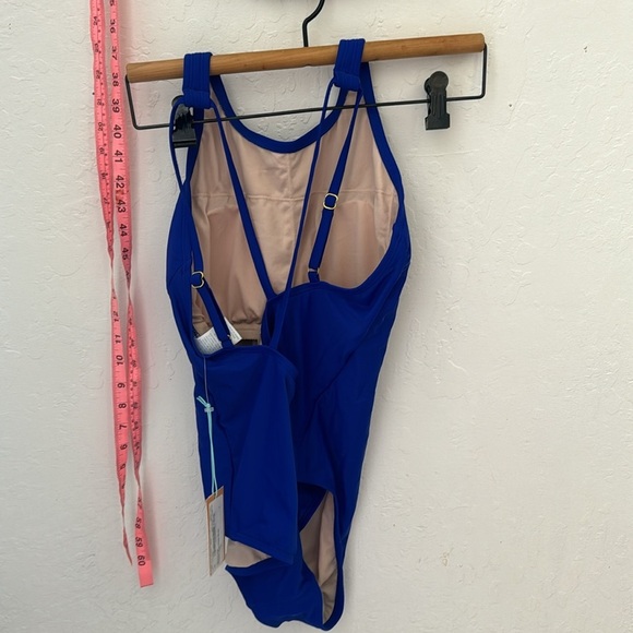 Kona Sol Electric Blue High Neck One Piece Swimsuit Strappy Back Women Large - Picture 3 of 4